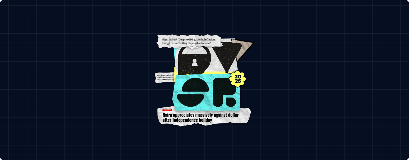 PiggyVest Savings Report 2025 collage on a navy grid